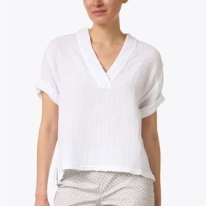 Xierena Avery White Cotton V-Neck Top XL